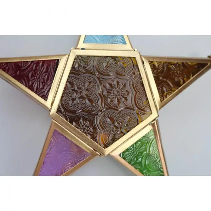 Five-pointed Star Candle Holder Moroccan Style Hanging Glass Metal Lantern TB Sale 20