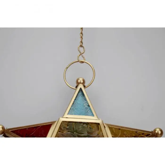 Five-pointed Star Candle Holder Moroccan Style Hanging Glass Metal Lantern TB Sale 21