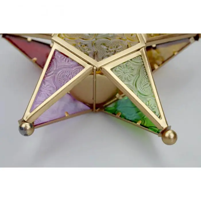 Five-pointed Star Candle Holder Moroccan Style Hanging Glass Metal Lantern TB Sale 22