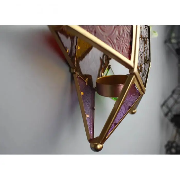 Five-pointed Star Candle Holder Moroccan Style Hanging Glass Metal Lantern TB Sale 24
