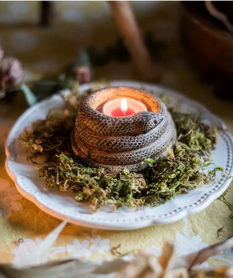 snake design distressed concrete decorative tea light candle holders 8