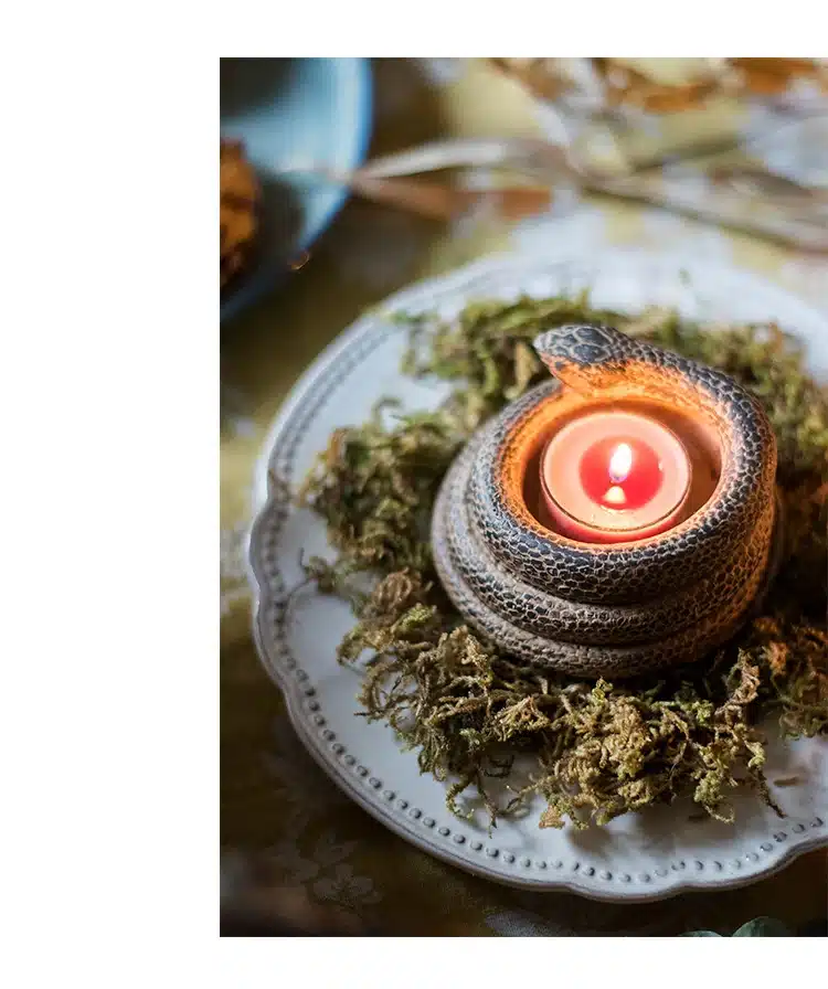 snake design distressed concrete decorative tea light candle holders 9