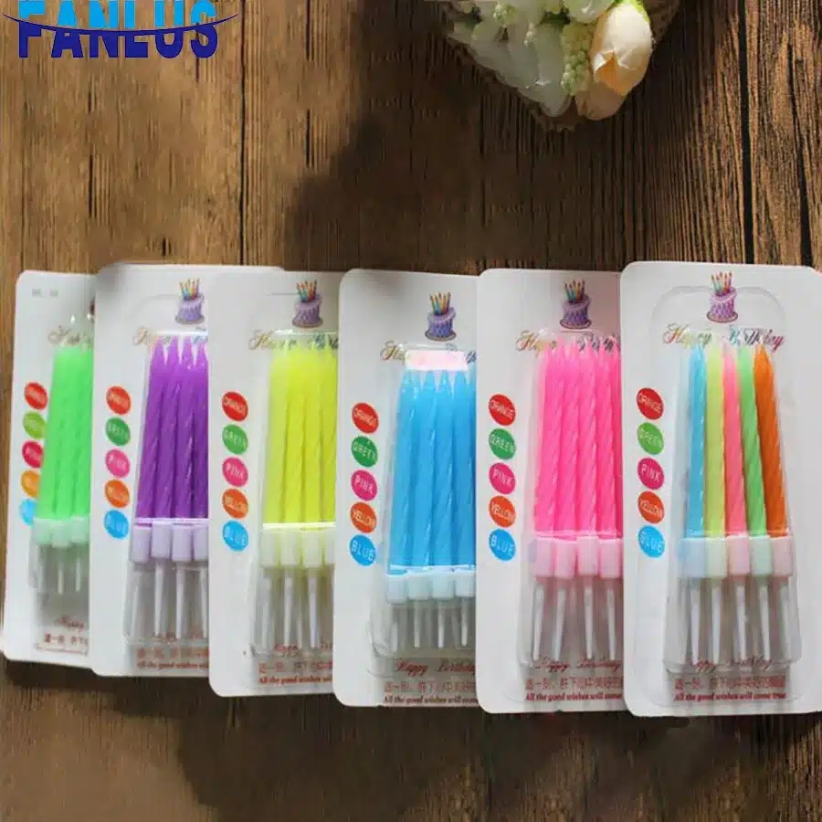 10pcs/lot Coloful Birthday Candles Christmas Birthday Party Cake Decorations Wedding Baby Shower New Year Decorations Candle 10