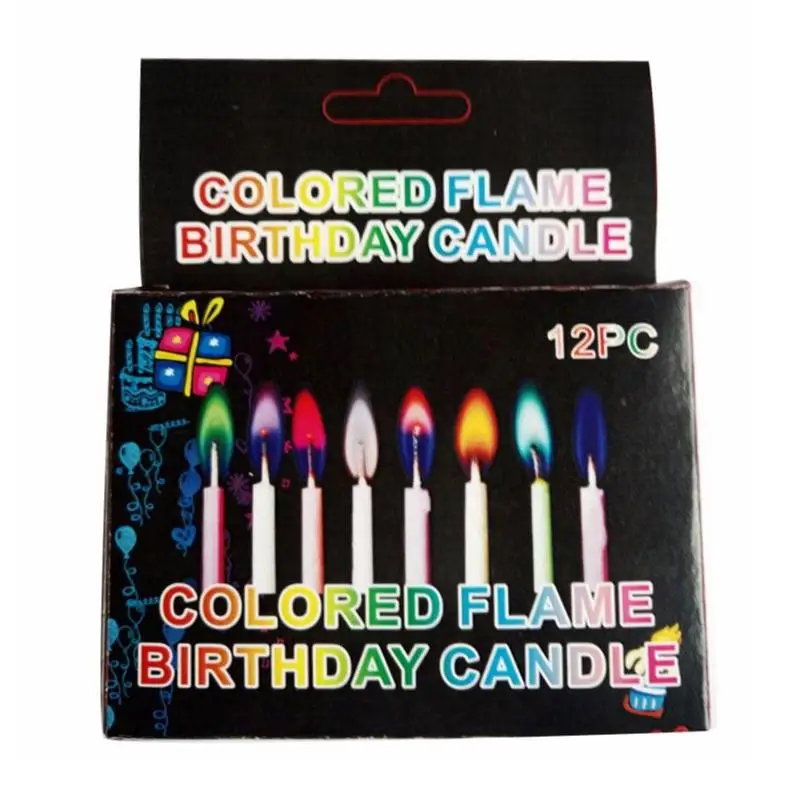 12pcs/box Multicolour Flame Candles Colorful Wedding Party Birthday Cake Candles Home Decoration Party Supplies FES7072 c 11