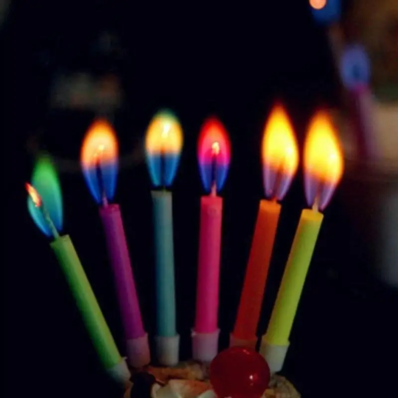 12pcs/box Multicolour Flame Candles Colorful Wedding Party Birthday Cake Candles Home Decoration Party Supplies FES7072 c 17