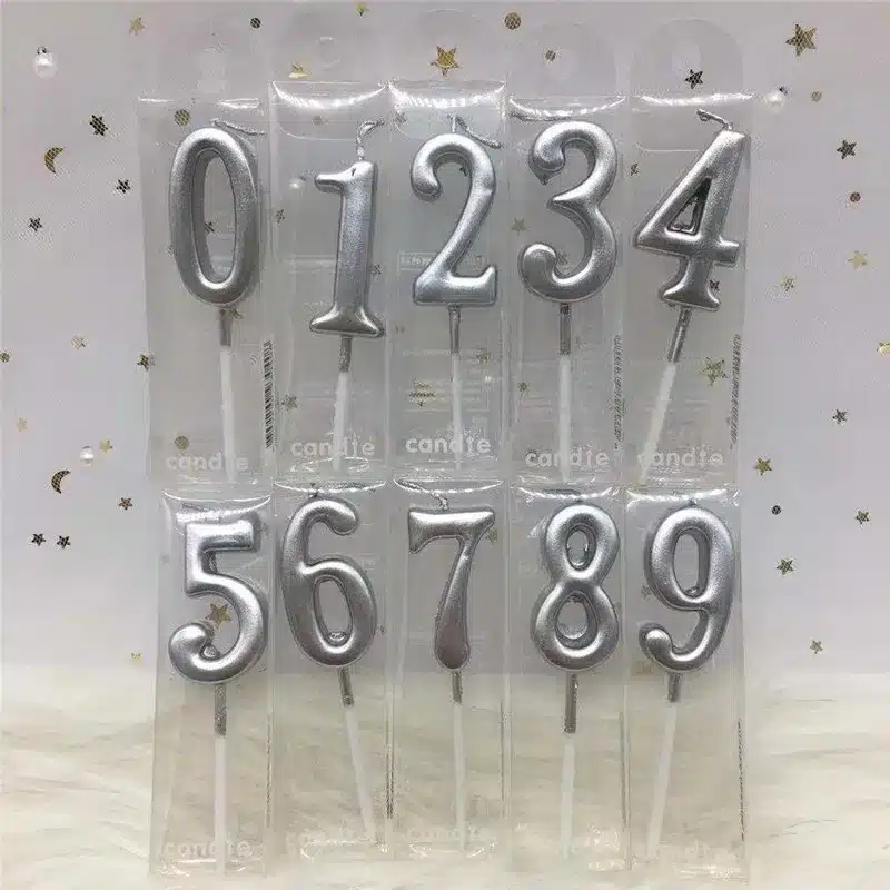 1pc Silver Gold Candles For Happy Birthday Party Decorations Kids Adult 0-9 Number Candles Cake Cupcake Topper Party Supplies 13