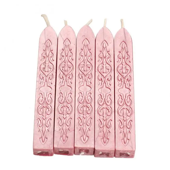 Retro custom wax seal Candle Home Decoration Colorful Candle Square Style Sealing Wax Stick Wax Seal Stamps with Wick 5 in 1 Set 5
