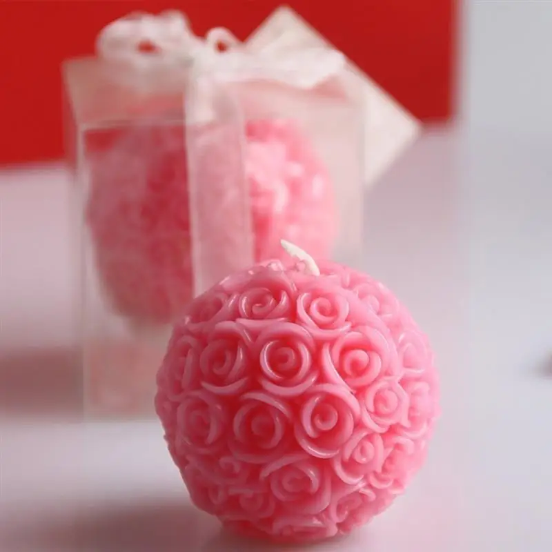 Creative Romantic Flower Candle Rose Ball Shaped Candle For Birthday Party Wedding Ornaments 10