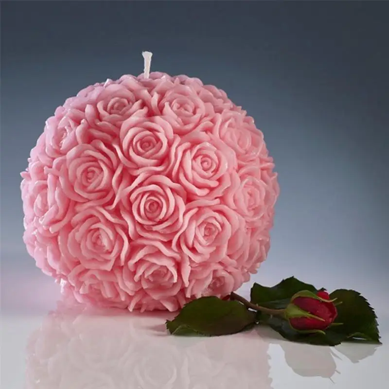 Creative Romantic Flower Candle Rose Ball Shaped Candle For Birthday Party Wedding Ornaments 11