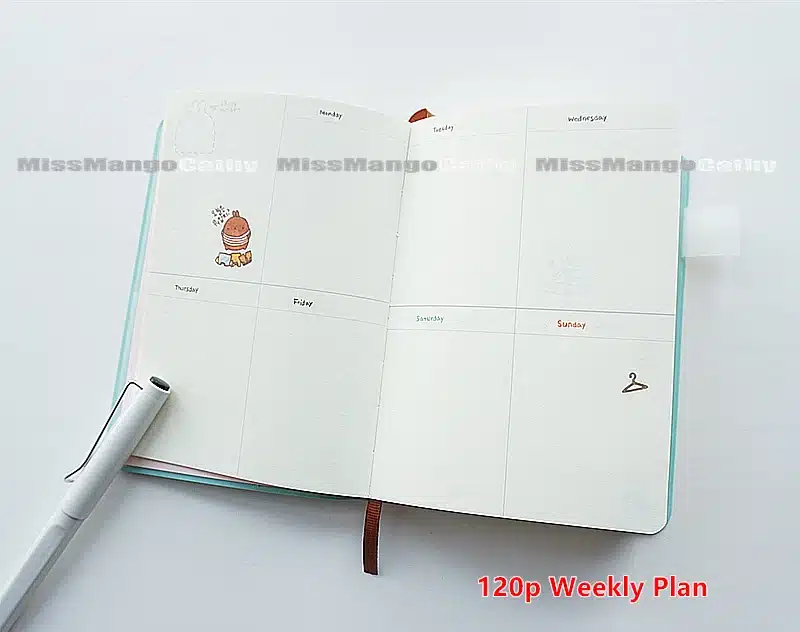 "Molang Rabbit" Cute 2019 Monthly Weekly Planner Agenda Organizer Faux Leather Diary Journal Study Notebook 21