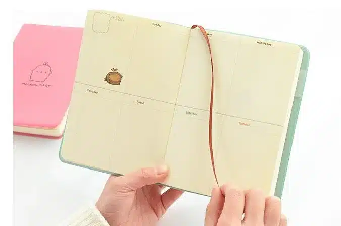 "Molang Rabbit" Cute 2019 Monthly Weekly Planner Agenda Organizer Faux Leather Diary Journal Study Notebook 27