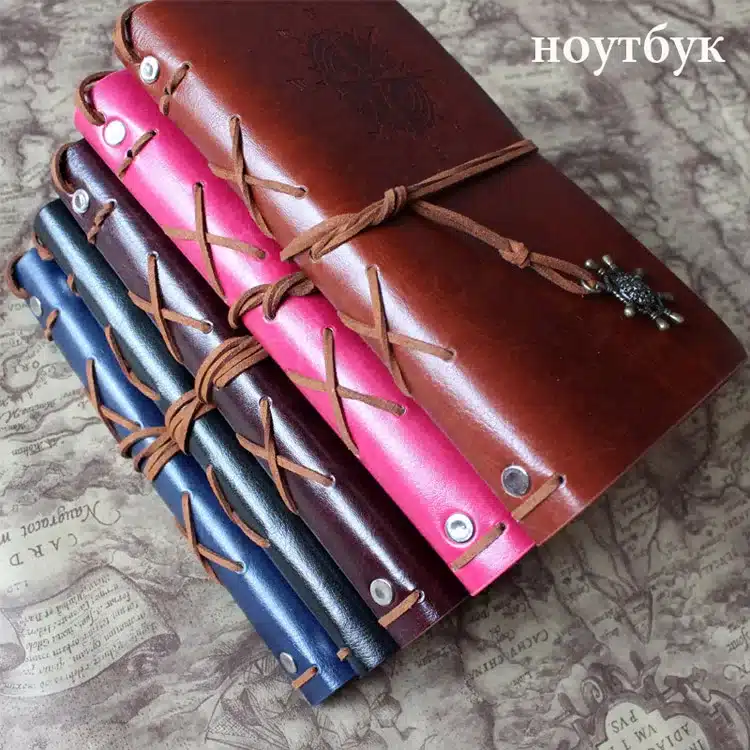 Diary Notebook Office Stationery School Supplies Retro Travel Diary Creative Leather Cover A7 A6 A5 Ring Binder Kraft Paper 15