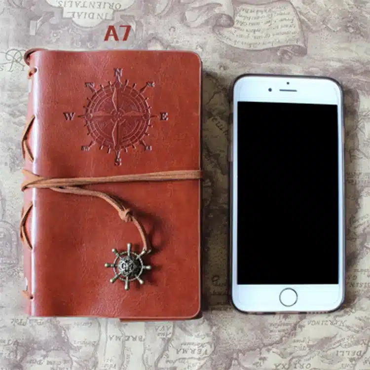 Diary Notebook Office Stationery School Supplies Retro Travel Diary Creative Leather Cover A7 A6 A5 Ring Binder Kraft Paper 19