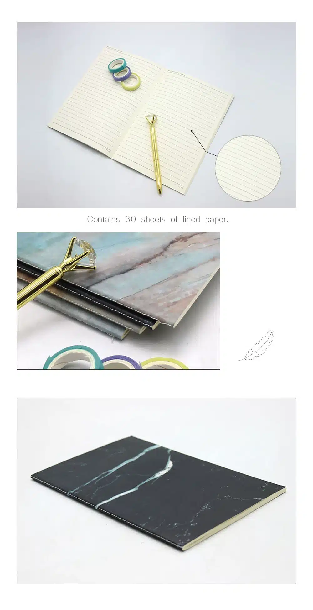 A5-21*14 cm Office Notebook Paper Elegant Marble Pattern Lined Paper Journals Stationery for School Office Supplies Planner 13