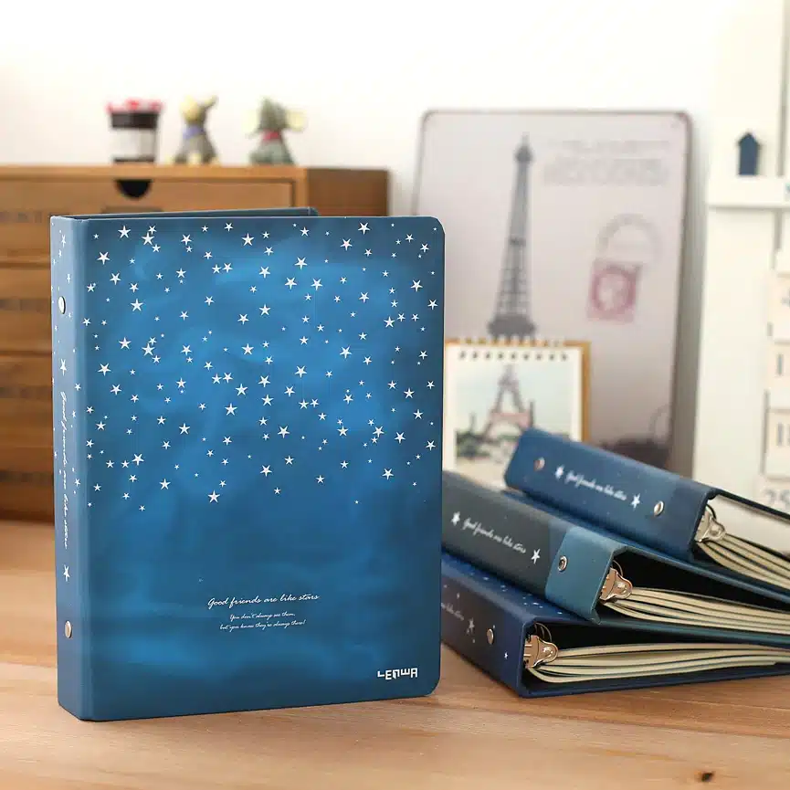 "Good Night" Loose Leaf Notebook Big Coil Spiral Hard Cover Diary Lined Papers Journal Planner Study Notepad 17