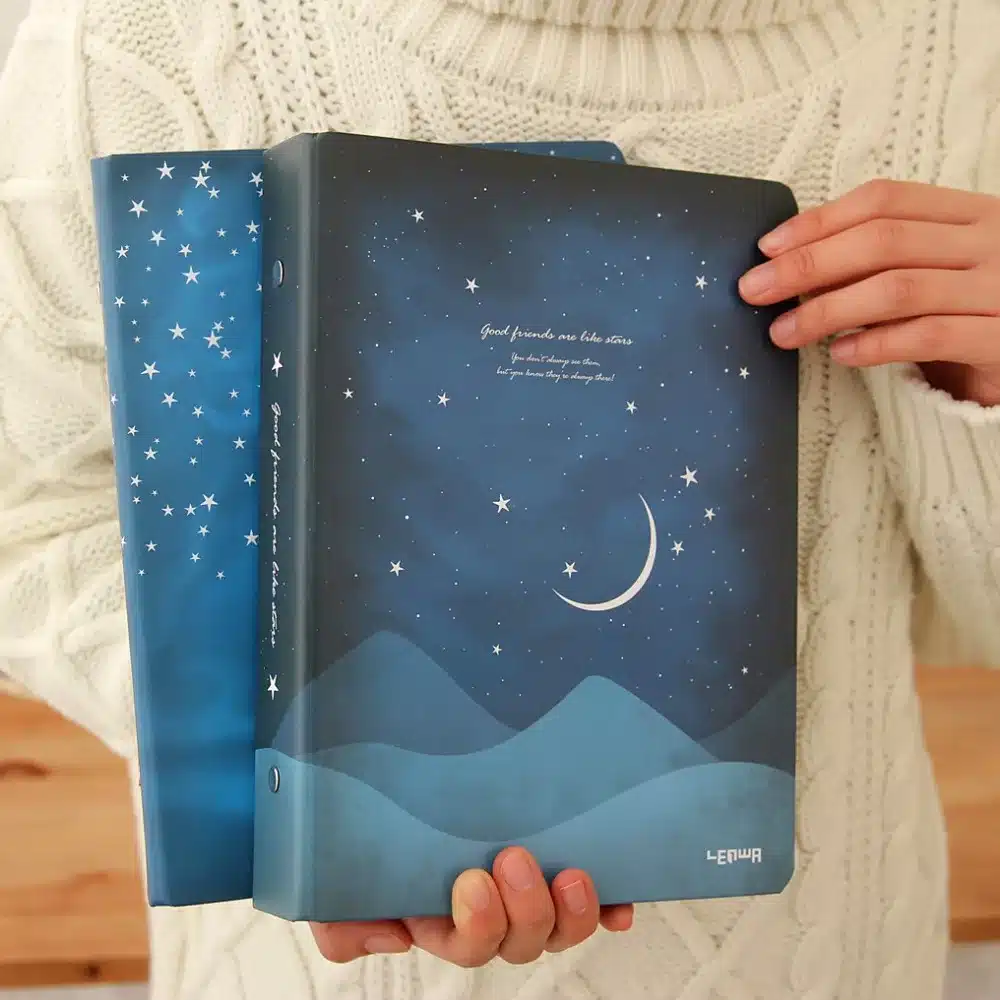 "Good Night" Loose Leaf Notebook Big Coil Spiral Hard Cover Diary Lined Papers Journal Planner Study Notepad 20
