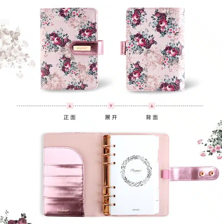 NEVER stationery rose series spiral notebook 2019 agenda organizer A6 planner personal diary book office and school supplies 5
