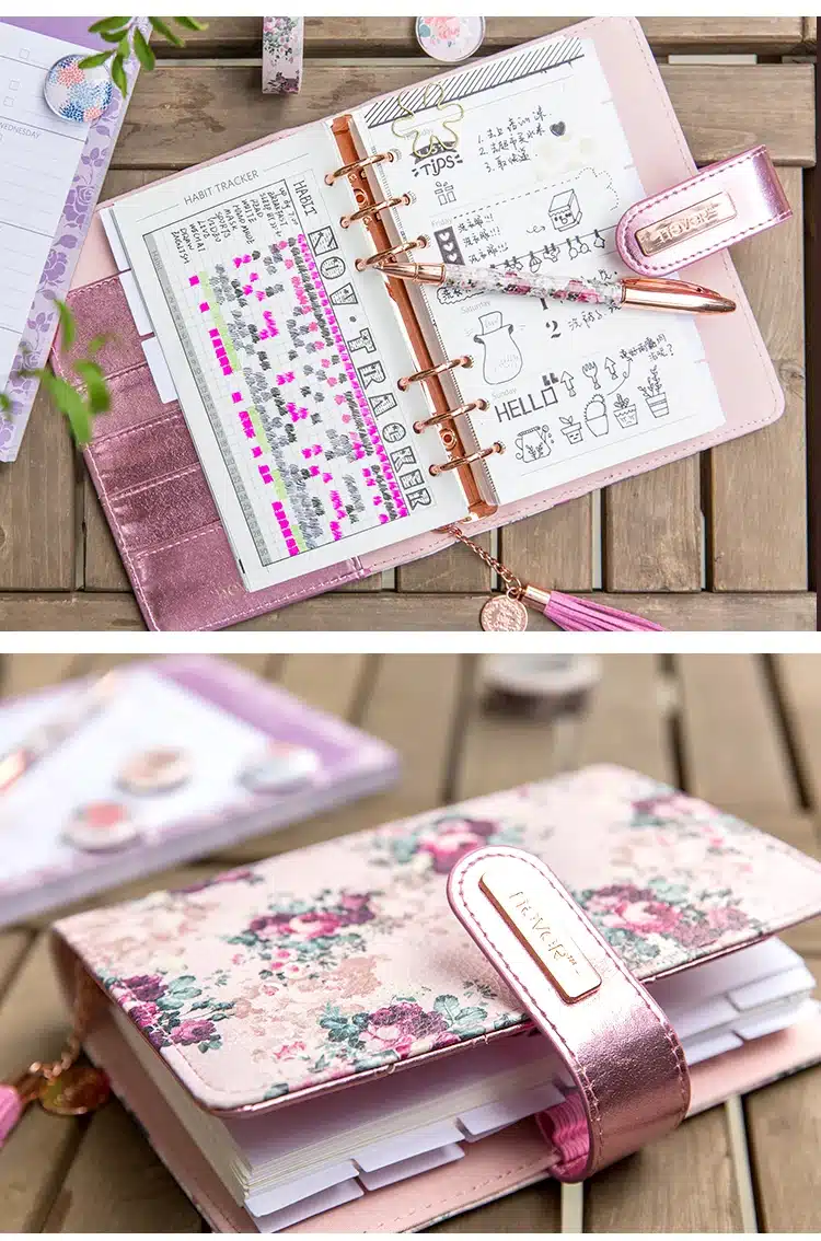 NEVER stationery rose series spiral notebook 2019 agenda organizer A6 planner personal diary book office and school supplies 11