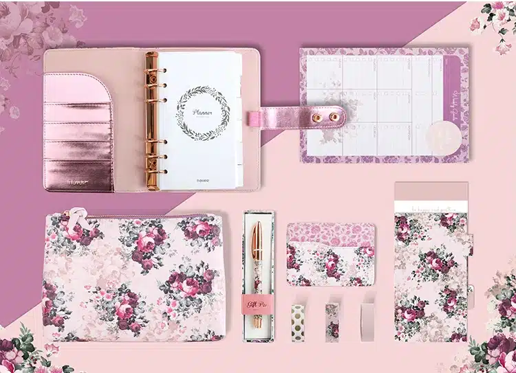 NEVER stationery rose series spiral notebook 2019 agenda organizer A6 planner personal diary book office and school supplies 13