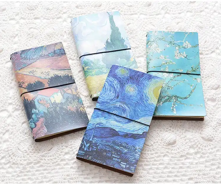 Van Gogh oil painting PU Leather Cover Notebook travel Diary Book Exercise Composition Binding Note Notepad Gift Stationery 4