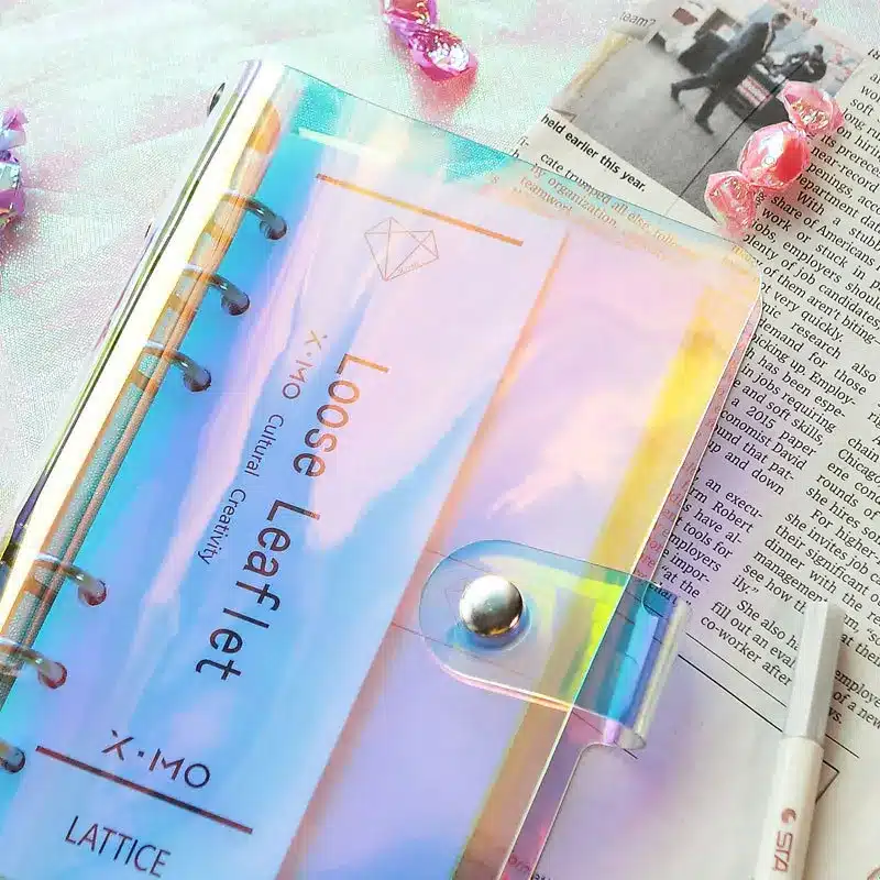 Colorful Laser Notebook Cover A5 A6 PVC Creative Binder Loose leaf Note book Diary Journ Planner Agenda 2019 School Supplies 12
