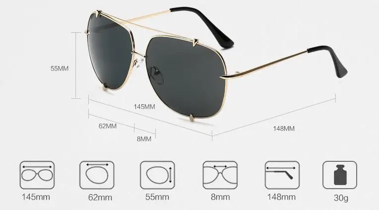 HBK Fashion Oversized Pilot Sunglasses Women UV400 Retro Brand Designer Big Frame Sun Glasses For Female Ladies Eyewear 12