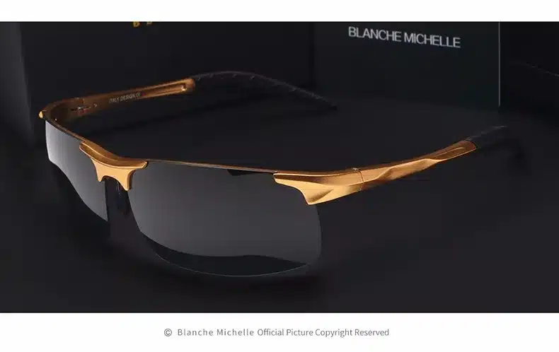 High Quality Ultra-light Aluminum Magnesium Sports Sunglasses Polarized Men UV400 Rectangle Gold Outdoor Drive Sun Glasses 12