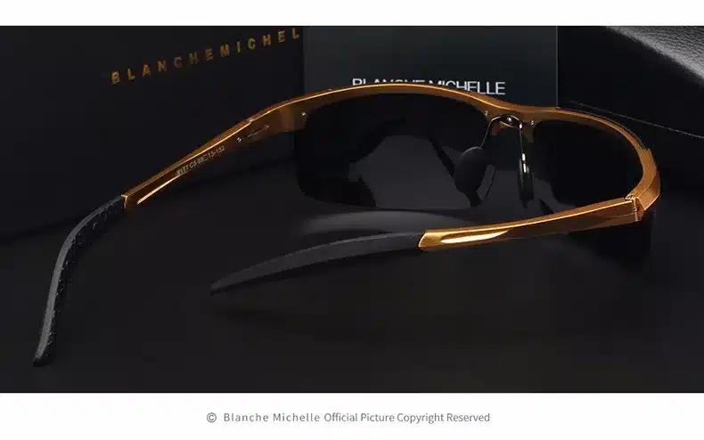High Quality Ultra-light Aluminum Magnesium Sports Sunglasses Polarized Men UV400 Rectangle Gold Outdoor Drive Sun Glasses 13