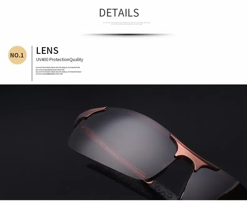 High Quality Ultra-light Aluminum Magnesium Sports Sunglasses Polarized Men UV400 Rectangle Gold Outdoor Drive Sun Glasses 26