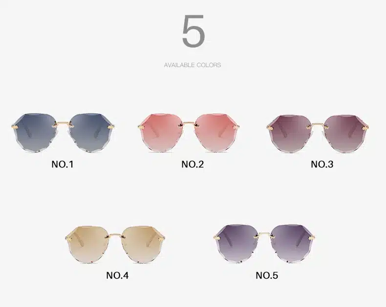 AEVOGUE Sunglasses For Women 2019 ladies Rimless Diamond cutting Lens Brand Designer Ocean Shades Vintage Sun Glasses AE0637 5
