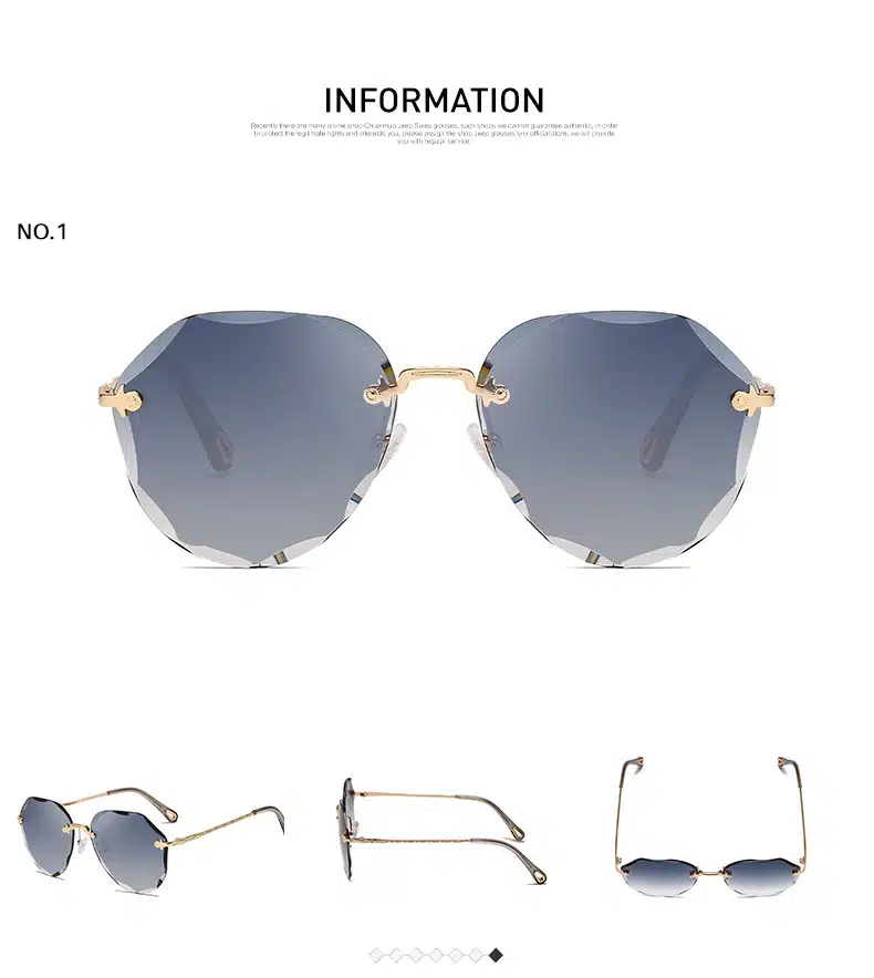 AEVOGUE Sunglasses For Women 2019 ladies Rimless Diamond cutting Lens Brand Designer Ocean Shades Vintage Sun Glasses AE0637 7