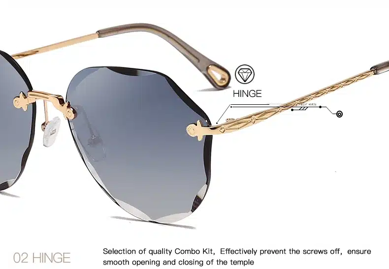 AEVOGUE Sunglasses For Women 2019 ladies Rimless Diamond cutting Lens Brand Designer Ocean Shades Vintage Sun Glasses AE0637 13