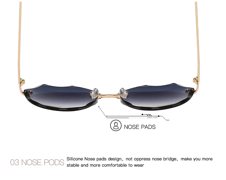 AEVOGUE Sunglasses For Women 2019 ladies Rimless Diamond cutting Lens Brand Designer Ocean Shades Vintage Sun Glasses AE0637 14