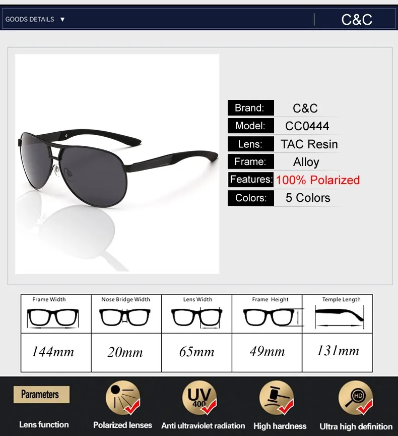 Pro Acme Classic Men Polarized Sunglasses Polaroid Driving Pilot Sunglass Man Eyewear Sun Glasses UV400 High Quality CC0444 25