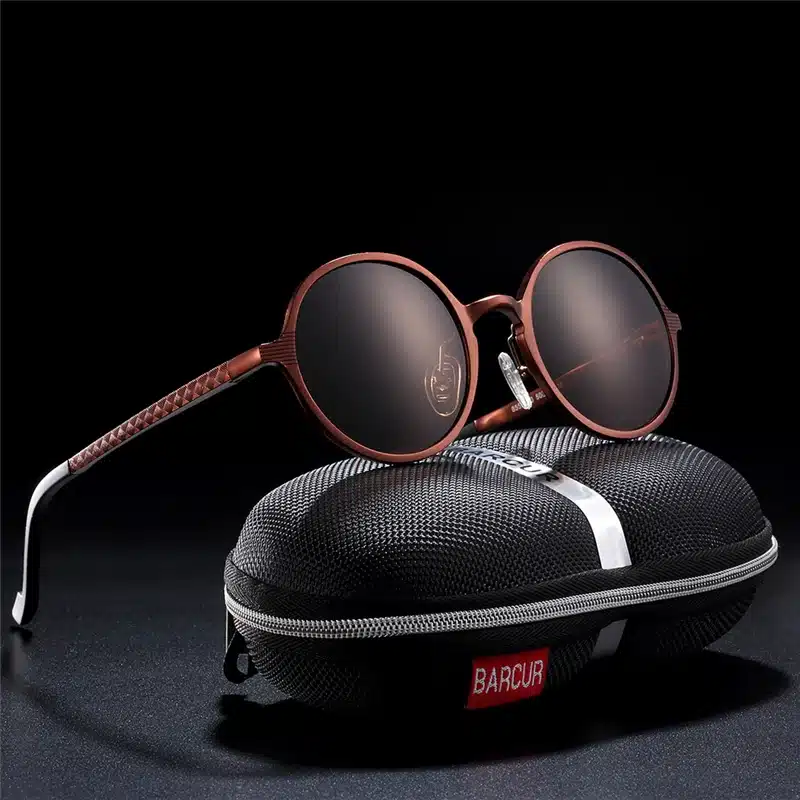 BARCUR Hot Black Goggle Male Round Sunglasses Luxury Brand Men Glasses Retro Vintage Women Sun glasses UV400 Retro Style 10