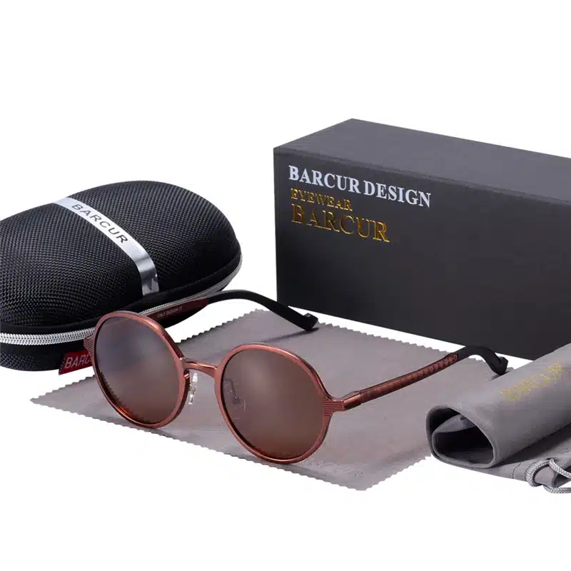 BARCUR Hot Black Goggle Male Round Sunglasses Luxury Brand Men Glasses Retro Vintage Women Sun glasses UV400 Retro Style 11