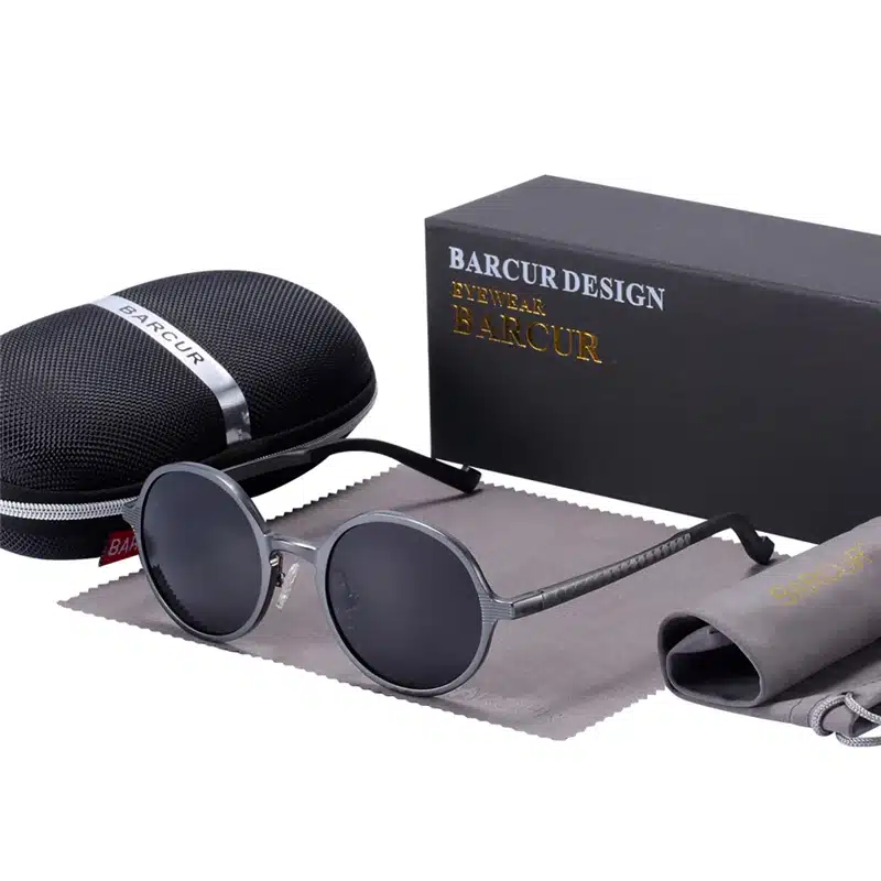 BARCUR Hot Black Goggle Male Round Sunglasses Luxury Brand Men Glasses Retro Vintage Women Sun glasses UV400 Retro Style 13