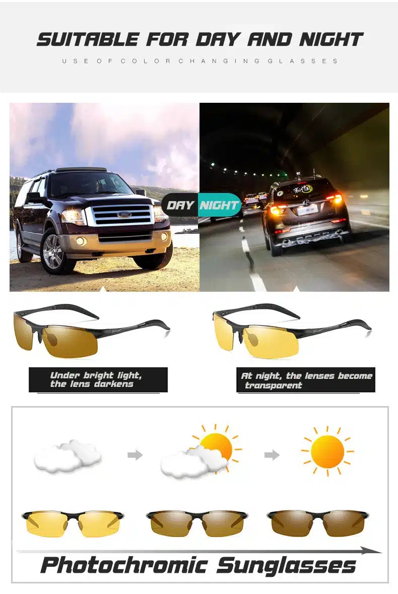 Aluminum Magnesium Photochromic Sunglasses Polarized Night Vision Glasses Men Oculos Driver Yellow Driving Glasses gafas de sol 15