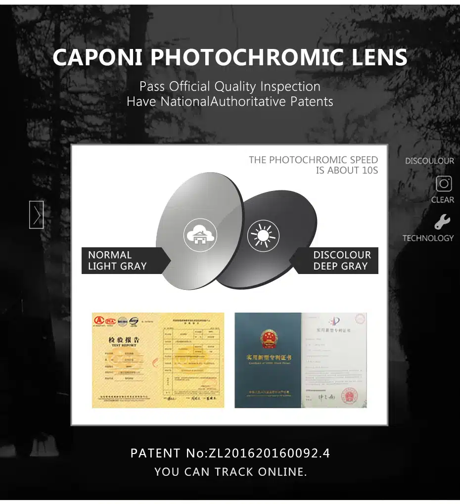 Caponi Driving Photochromic Sunglasses Men Polarized Chameleon Discoloration Sun glasses for men oculos de sol masculino RB8722 10