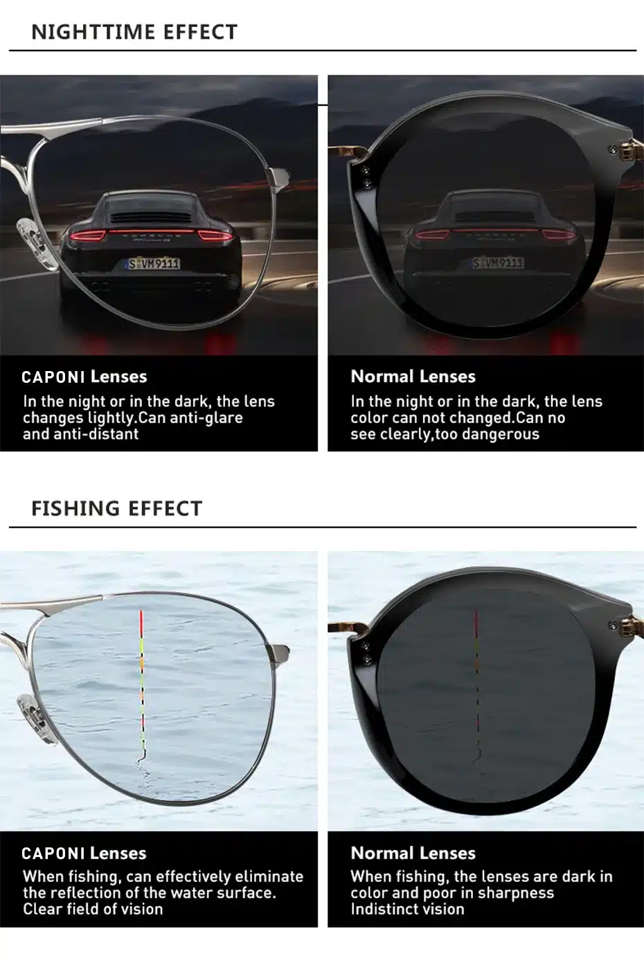 Caponi Driving Photochromic Sunglasses Men Polarized Chameleon Discoloration Sun glasses for men oculos de sol masculino RB8722 15