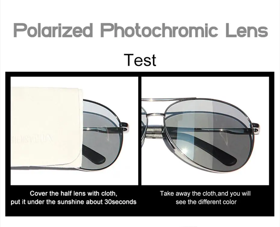 Caponi Driving Photochromic Sunglasses Men Polarized Chameleon Discoloration Sun glasses for men oculos de sol masculino RB8722 17