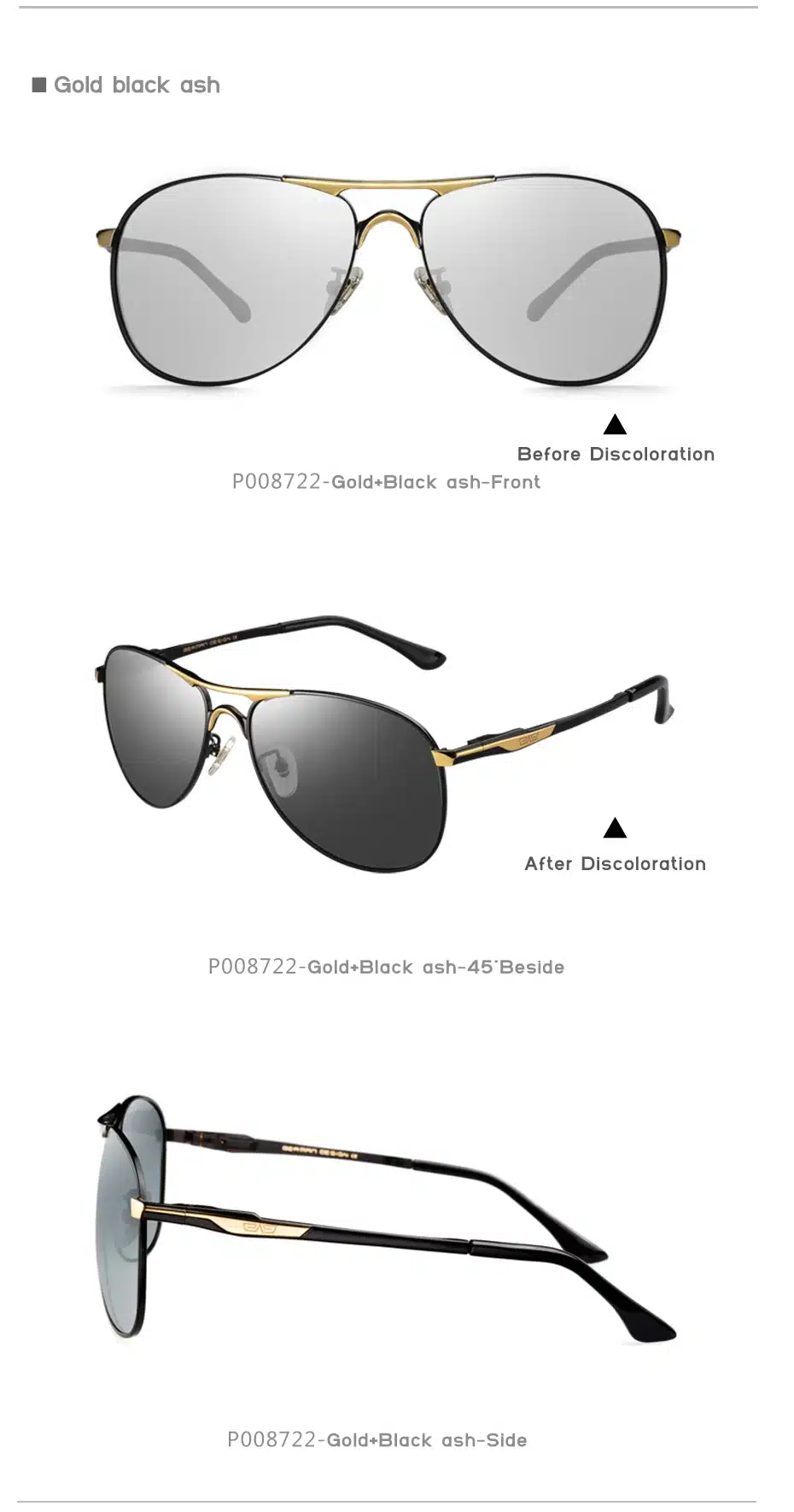 Caponi Driving Photochromic Sunglasses Men Polarized Chameleon Discoloration Sun glasses for men oculos de sol masculino RB8722 22