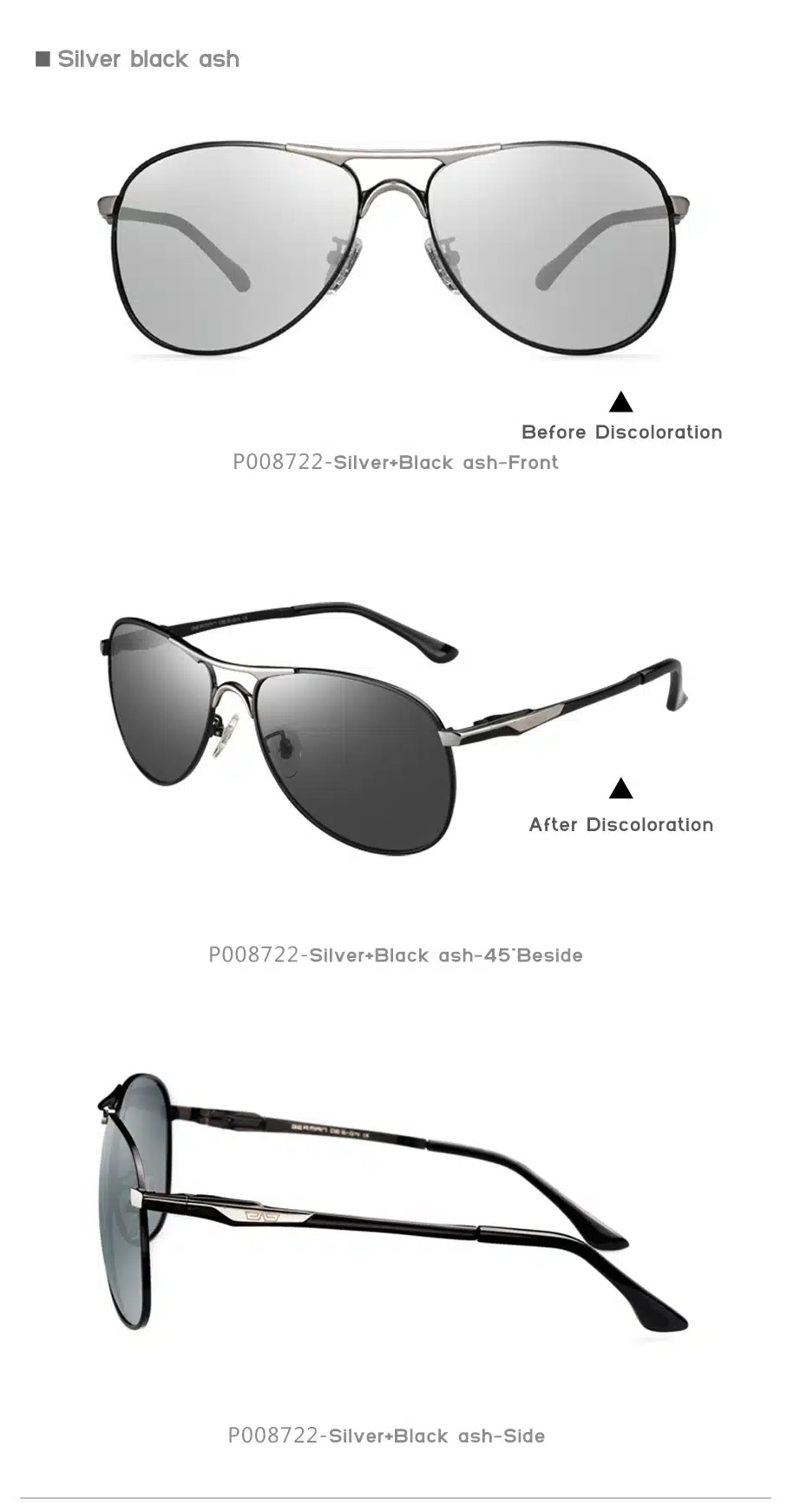 Caponi Driving Photochromic Sunglasses Men Polarized Chameleon Discoloration Sun glasses for men oculos de sol masculino RB8722 23