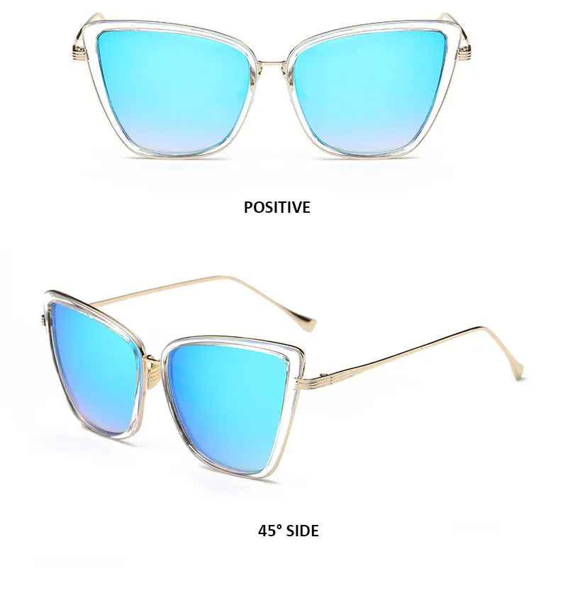 SIMPRECT Retro Big Cat Eye Sunglasses Women 2019 Black Mirror Sun Glasses Fashion Brand Designer High Quality Vintage Sunglass 35