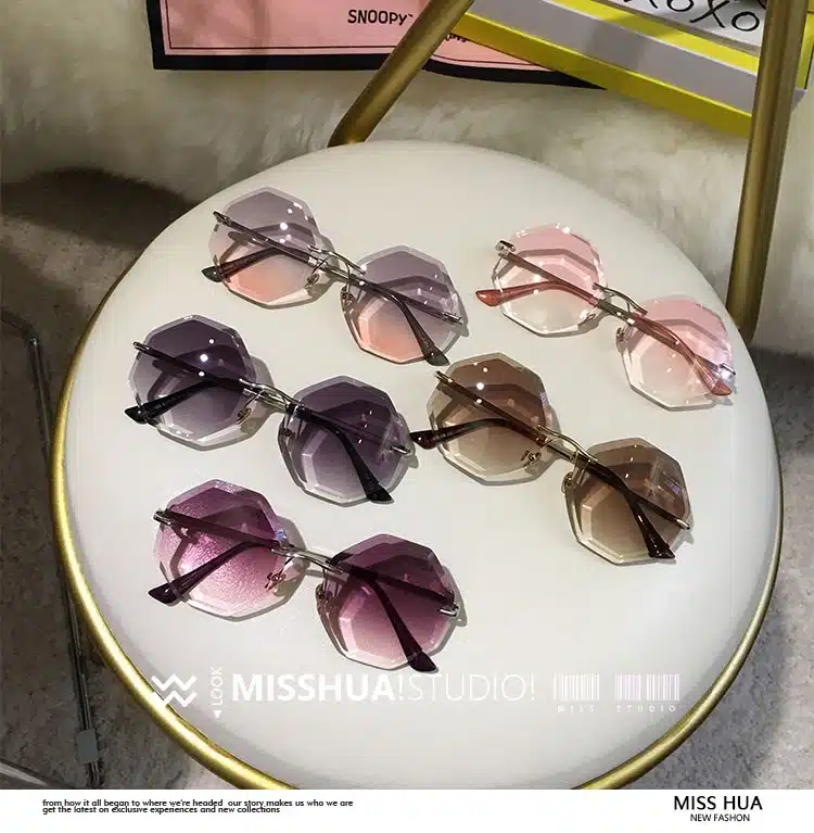 new round sunglasses women oversized eyewear 2018 gradient brown pink rimless sun glasses for female gift Brand Designer uv400 2