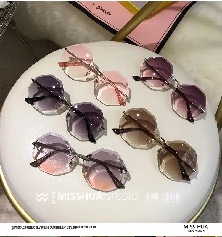 new round sunglasses women oversized eyewear 2018 gradient brown pink rimless sun glasses for female gift Brand Designer uv400 4