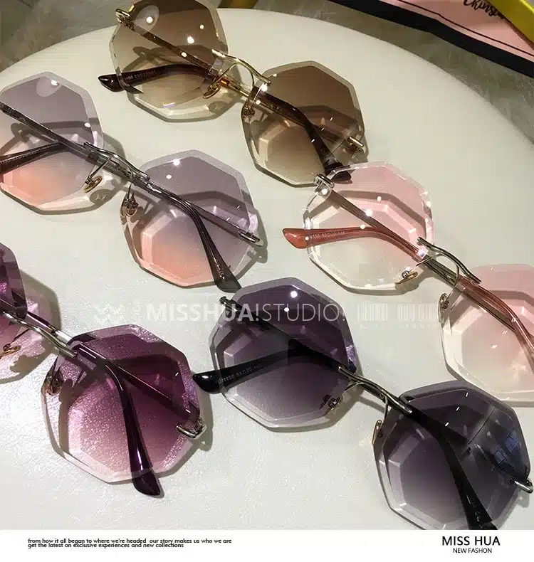 new round sunglasses women oversized eyewear 2018 gradient brown pink rimless sun glasses for female gift Brand Designer uv400 5