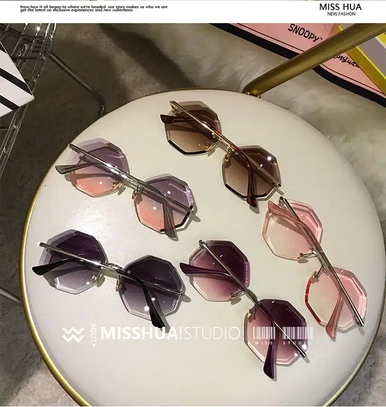 new round sunglasses women oversized eyewear 2018 gradient brown pink rimless sun glasses for female gift Brand Designer uv400 7