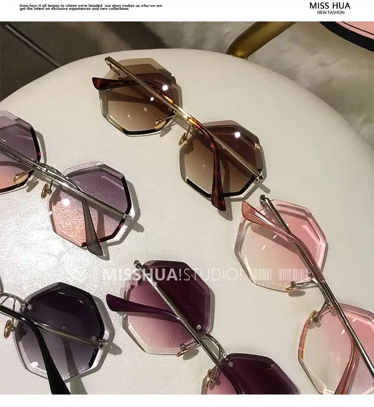 new round sunglasses women oversized eyewear 2018 gradient brown pink rimless sun glasses for female gift Brand Designer uv400 8