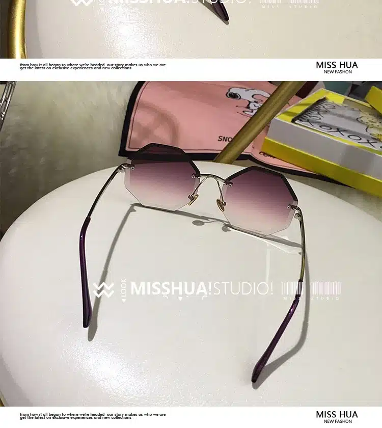 new round sunglasses women oversized eyewear 2018 gradient brown pink rimless sun glasses for female gift Brand Designer uv400 11